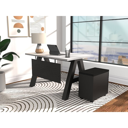 We'Re It A-Frame Writing Desk W/ Modesty Panel & Storage, 24 in D X 30 in H, 48 in W X Laminate AF4824-MOD-PED-459